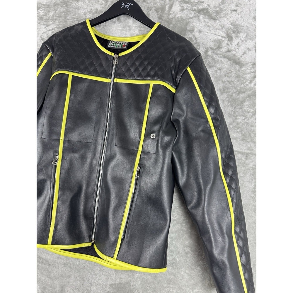 Vintage LIP SERVICE Rock Moto Full Zip Jacket Womens Size Large PVC Cloth USA - Picture 5 of 16